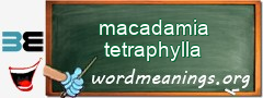 WordMeaning blackboard for macadamia tetraphylla